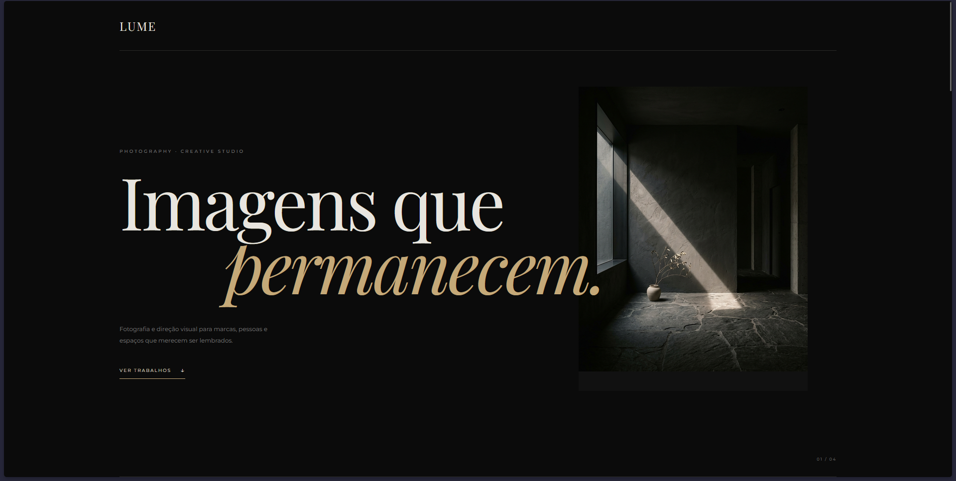 Lume — projeto conceitual de site para fotografia