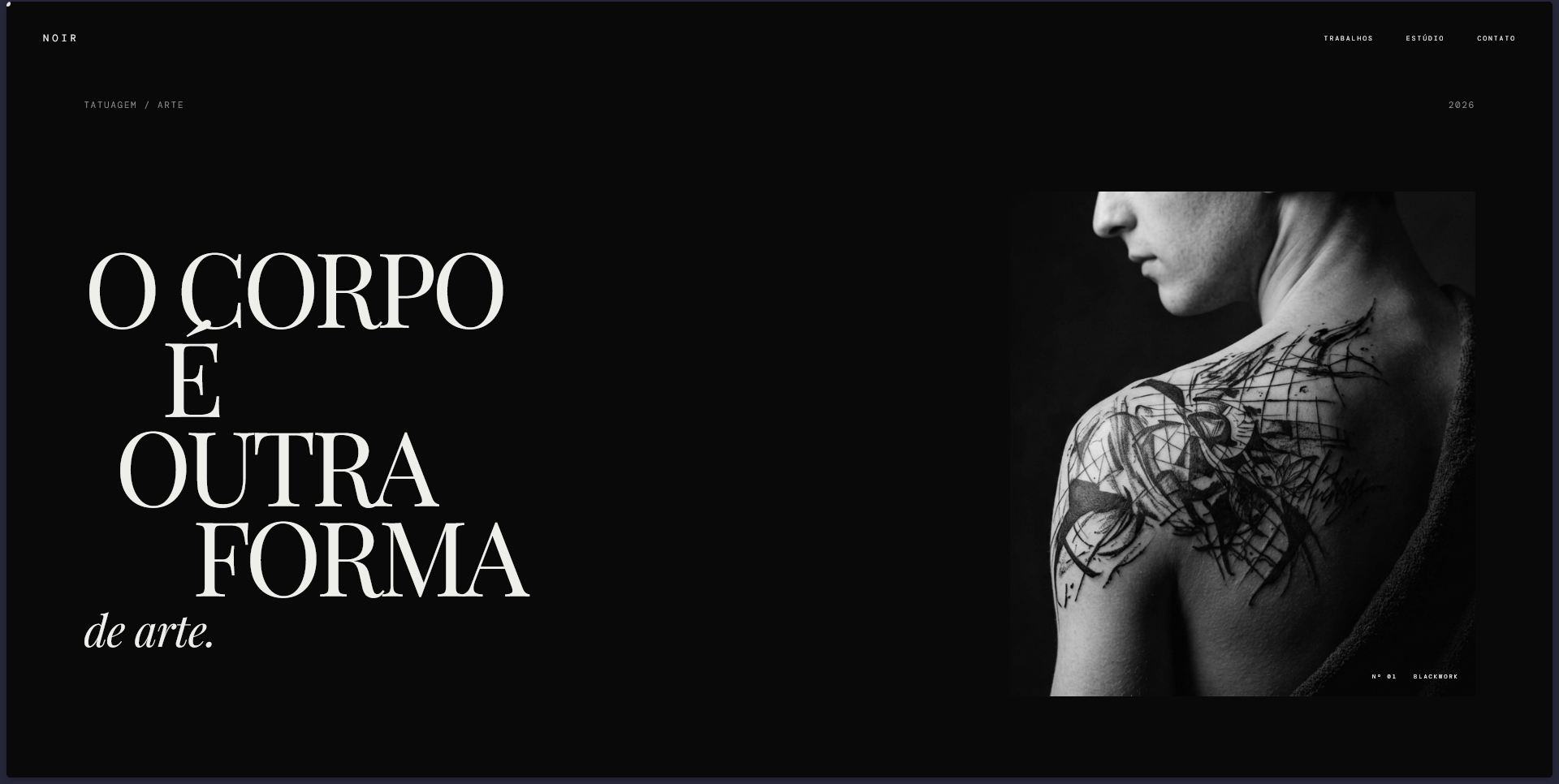 Noir — projeto conceitual de site para estúdio de tatuagem