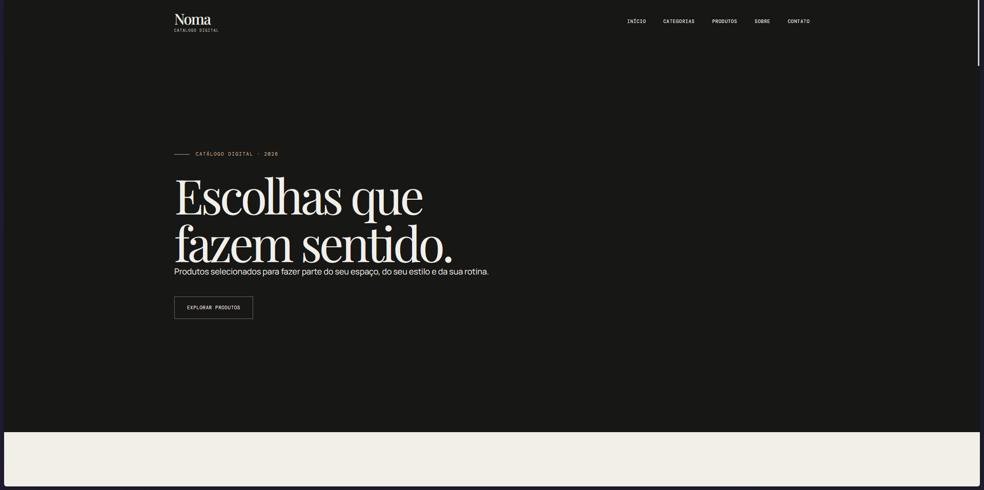 Noma — projeto conceitual de catálogo digital